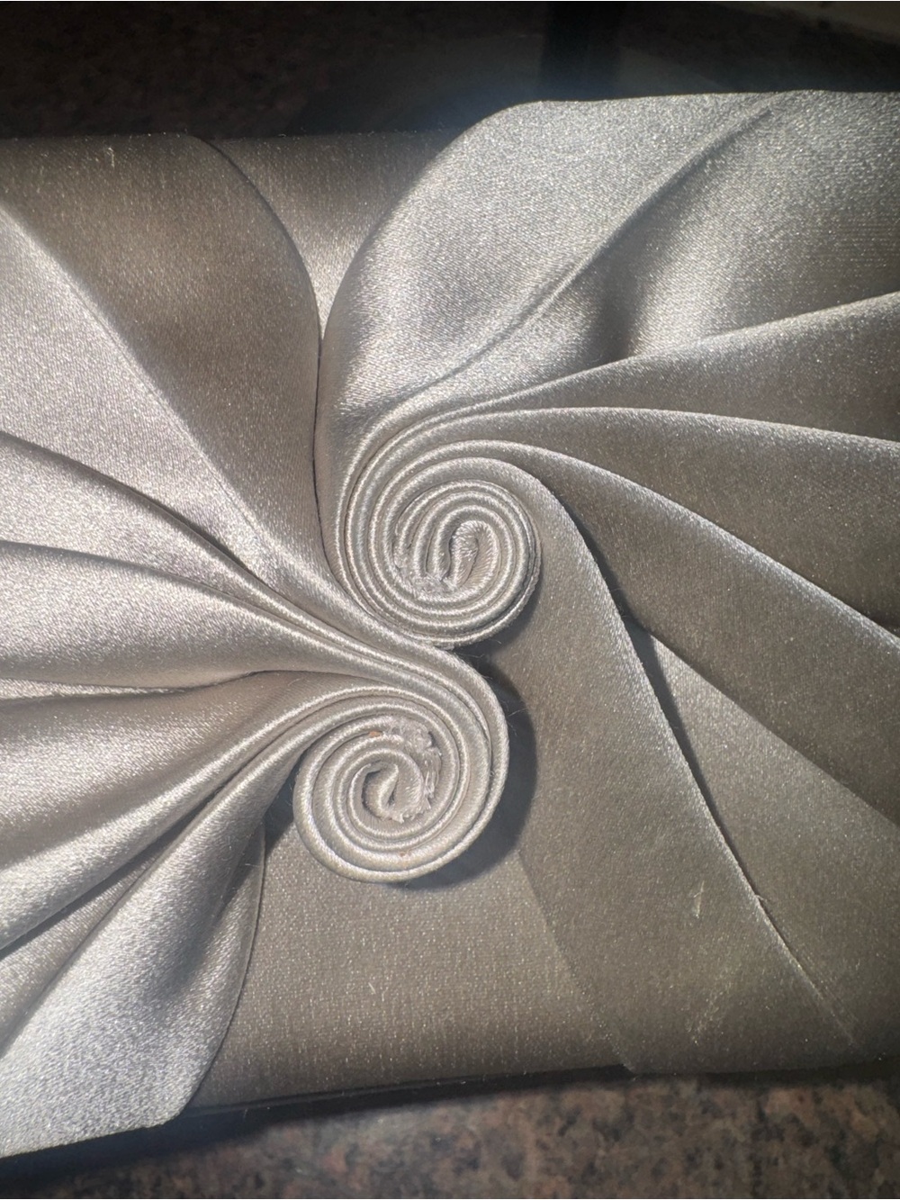 Christian Louboutin 💎Silver Satin Swirl Clutch - Picture 4 of 9